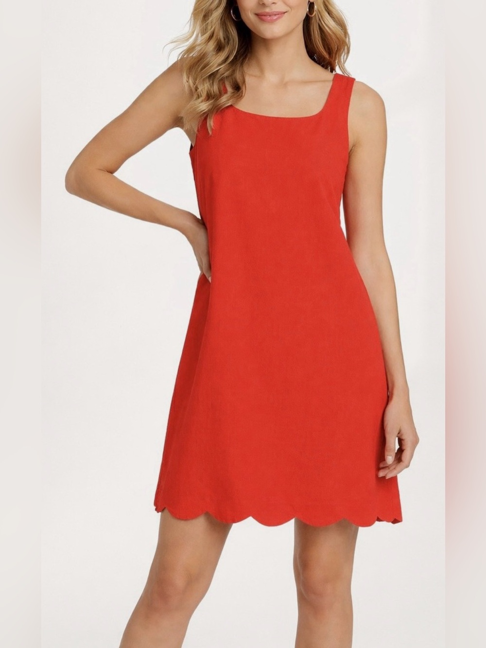 Kate Spade x Target Scalloped Hem Shift Midi Dress Sleeveless In Orange Size XXS